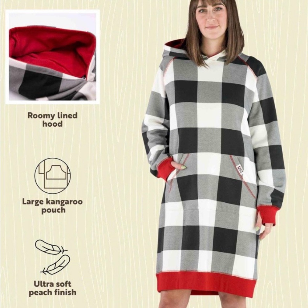 Lazy One Black and White Plaid Sleep Hoodie